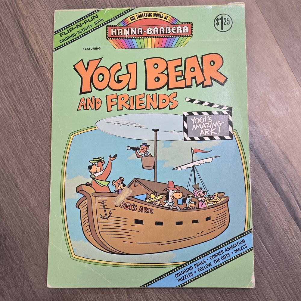 1977 Vintage Yogi Bear & Friends Yogi's Amazing Ark Flip-N-Fun‎ Coloring Book